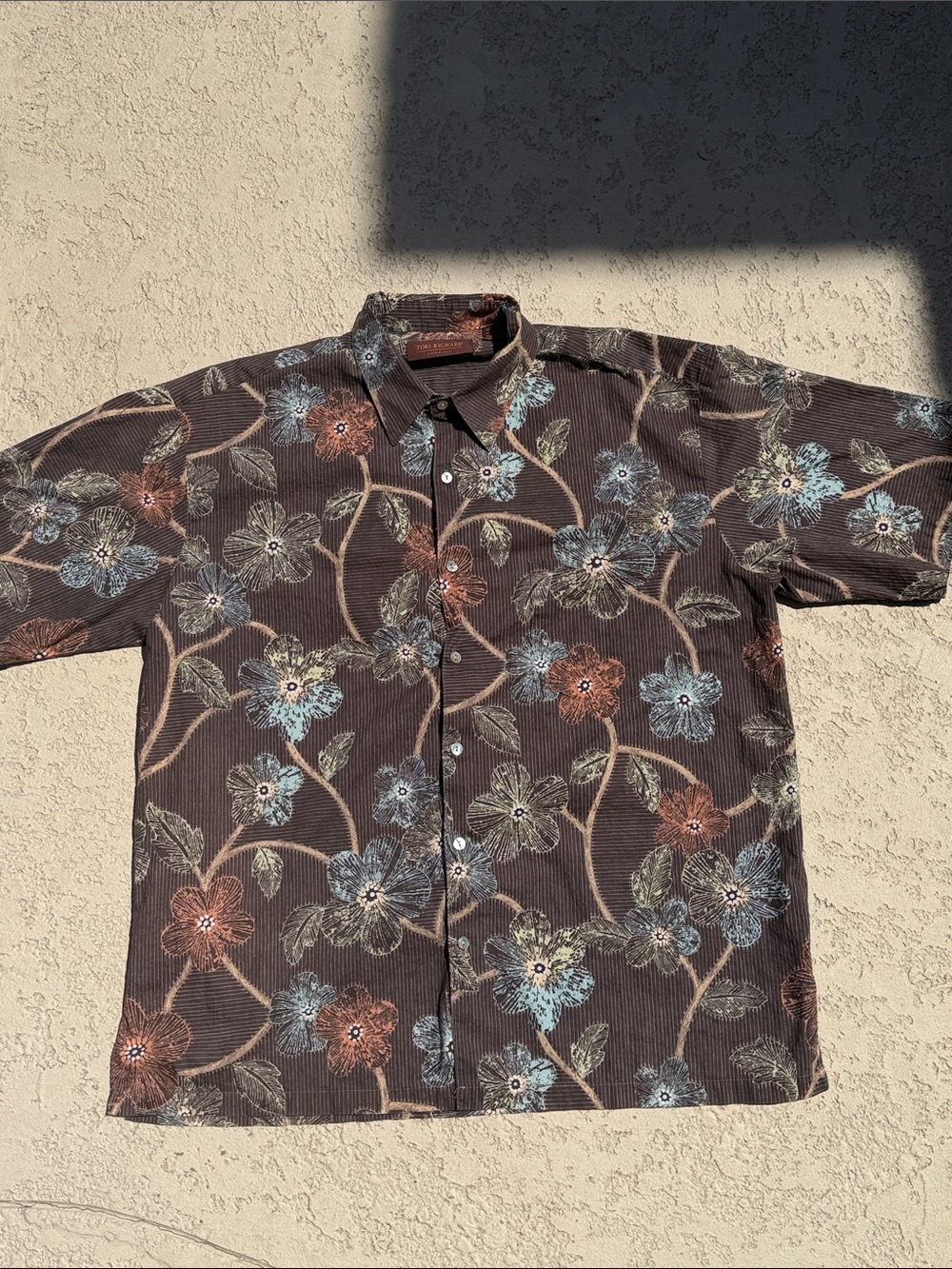 Tori Richard Men's brown Floral aloha Short-Sleeve Button-Up Shirt size xl